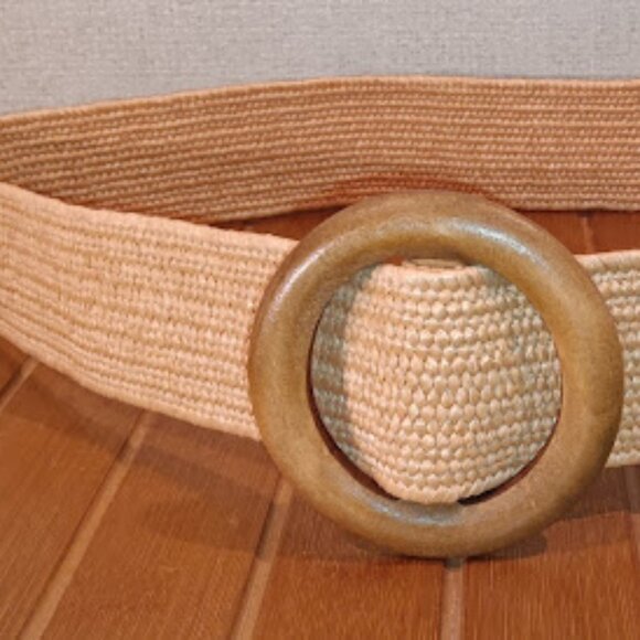 Retro Women's Corset Belt Round Wooden Buckle Waist Leisure Woven Adjustable - Picture 1 of 4